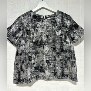 Anthropologie Re:named silver metallic top size M